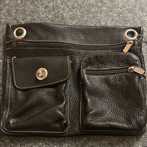 Roots Rich Brown Leather Crossbody Bag